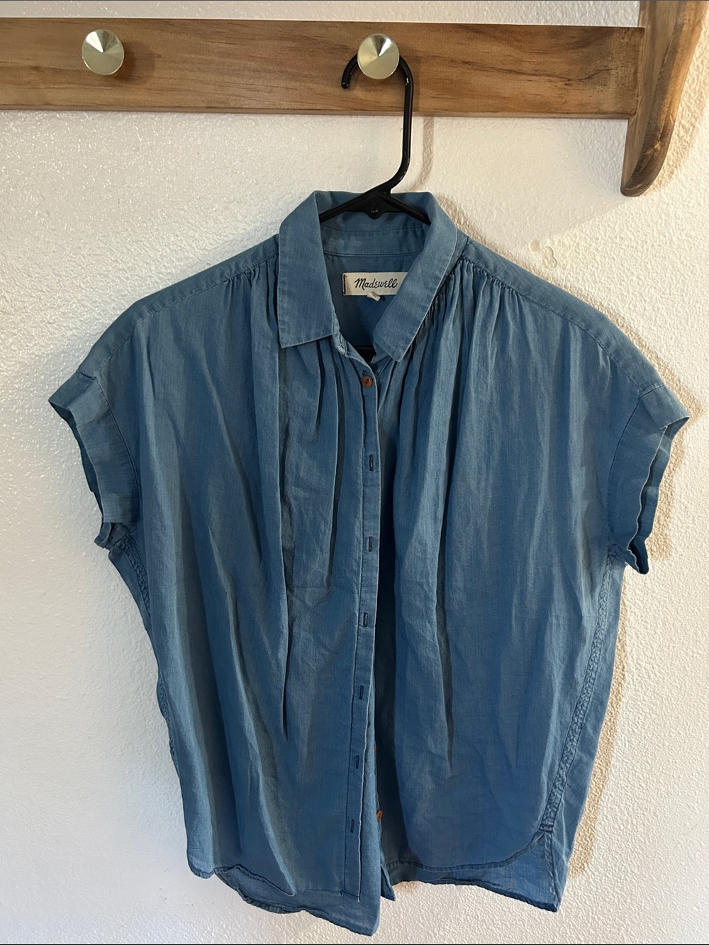 Madewell Washed Denim-Blue Button Front Top